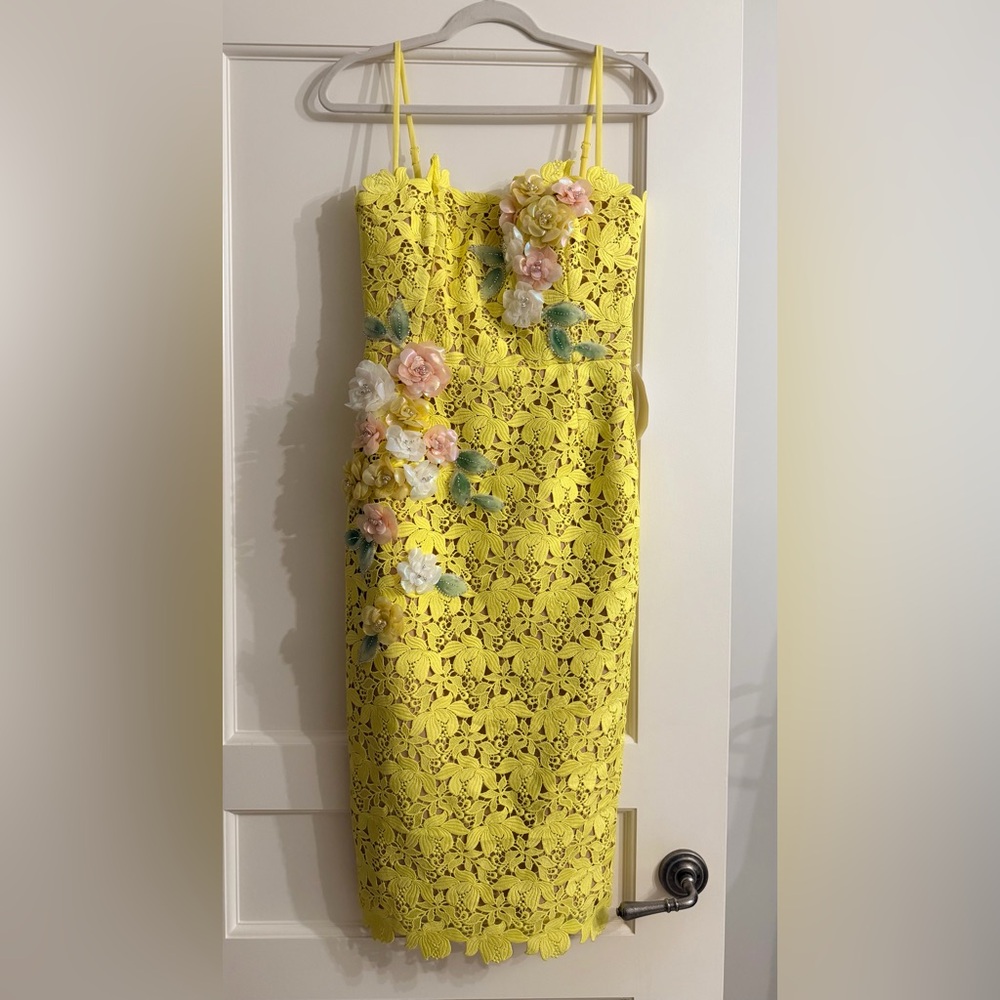 Floral Lace Yellow Dress